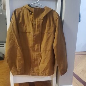Hooded Zip Utility Jacket for Kids- Golden Brown